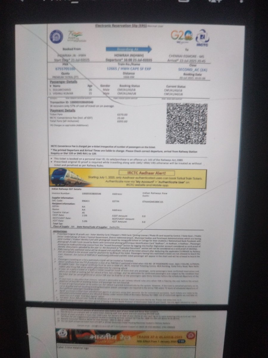 ourGreatIndians's tweet photo. @IRCTCofficial @RailMinIndia @RailwaySeva @RPF_INDIA @RailwaySeva  pnr no 6755705160

     My brother is going to reletive house in Chennai in 2Ac class but in Train TTE demands 
5000₹ Extra Charges because he is only 15th Years Old  @Central_Railway @WesternRly https://t.co/5RQnsgbqbk