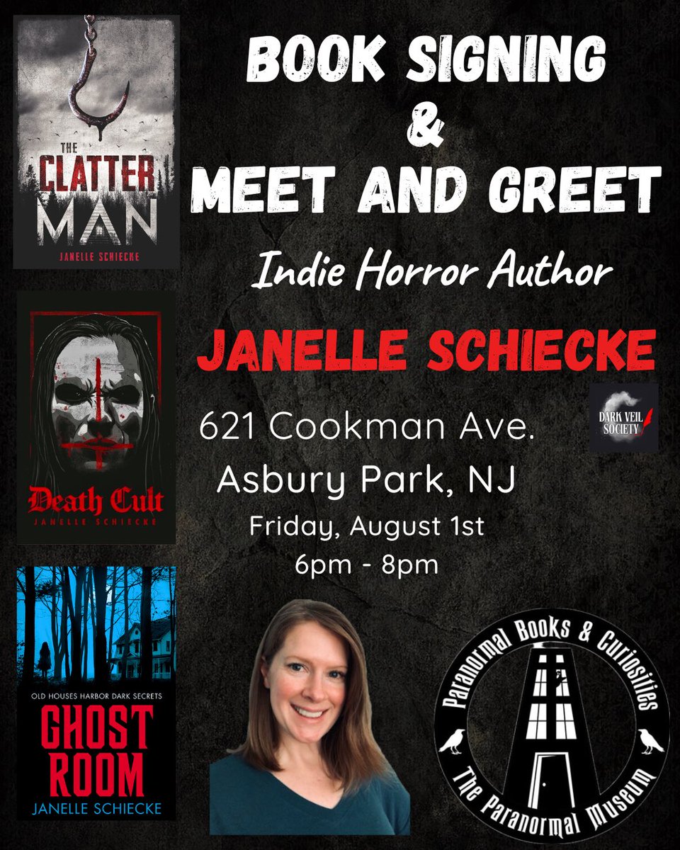 J_Schiecke's tweet image. I will be doing a book signing on August 1st at Paranormal Books & Curiosities in Asbury Park, NJ!
I’m so excited, this store is one of my favorites! Such a cool vibe, and it’s fascinating.
If you’re in the area, stop by beautiful Asbury Park—I’d love to meet you 🖤