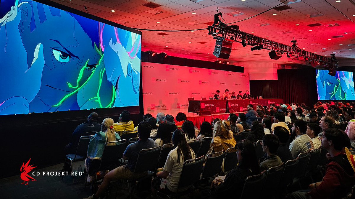 CDPROJEKTRED's tweet image. We revealed Cyberpunk: Edgerunners 2 with a logo, poster, and teaser at this year’s Anime Expo, and even appeared at panels and autograph signing sessions, hosted a CD PROJEKT RED GEAR booth, debuted new merch, and more! 🔥
Thank you to our incredible community for making this…