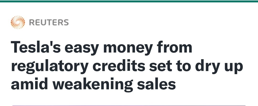 zeroshorts's tweet image. $TSLAQ $TSLA #ZEV #subsidies
"A key driver of Tesla's (TSLA) profit is disappearing fast as the U.S. government changes policies on an environmental asset known as regulatory credits."
finance.yahoo.com/news/teslas-ea…