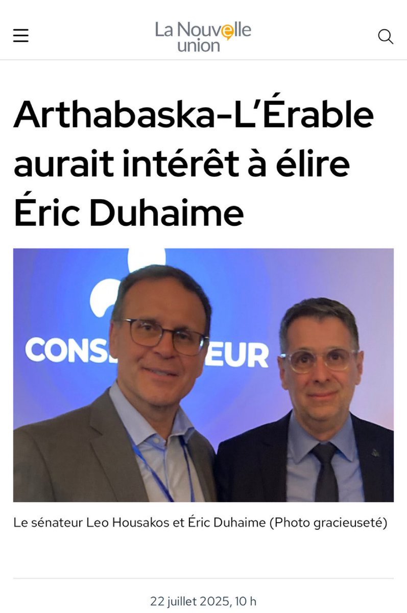 DimitrisSoudas's tweet image. Cet appui a réellement du poids, car il ne s’agit pas simplement d’un parlementaire mais probablement du meilleur organisateur terrain des conservateurs fédéraux au Québec.
@SenatorHousakos appuie @E_Duhaime
lanouvelle.net/lettres-dopini…
