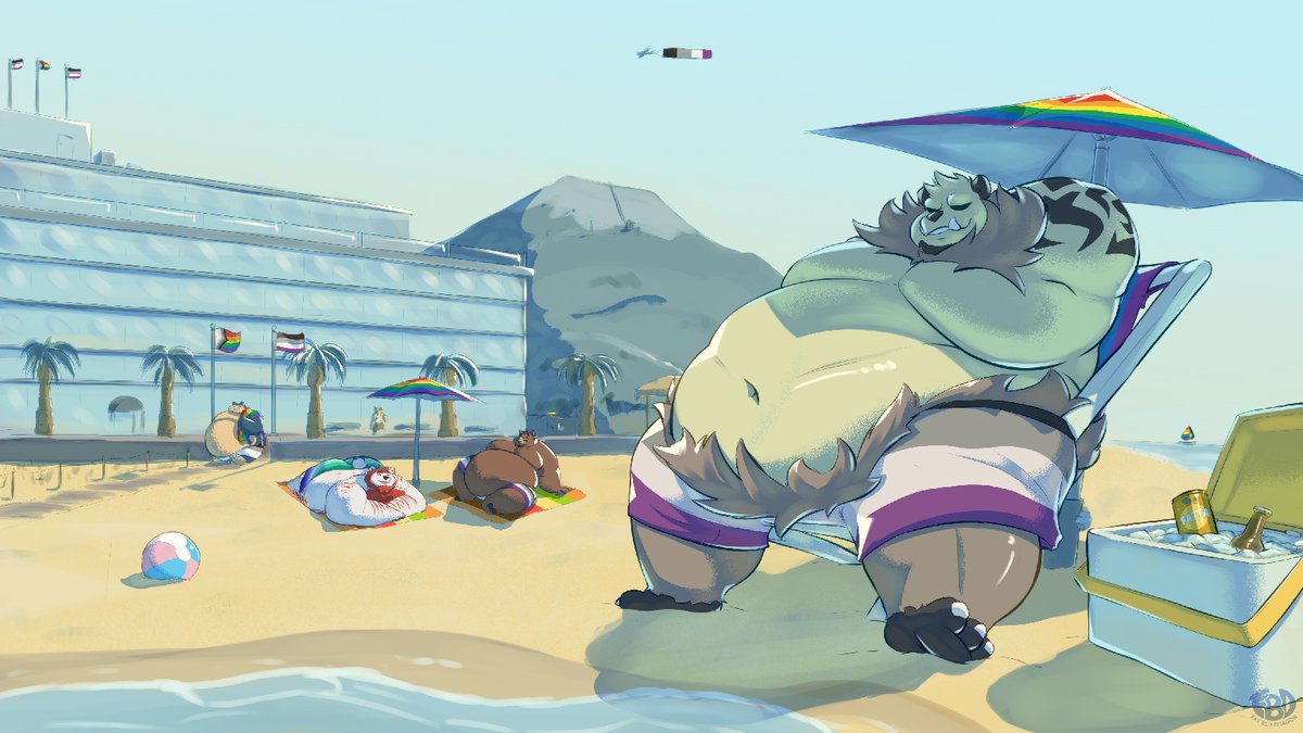 Nothing beats a beach day during the hot season~

🎨 for foodballoonezra.bsky.social}
ft. mrscottybear.bsky.social and pakozilla.craves.pizza