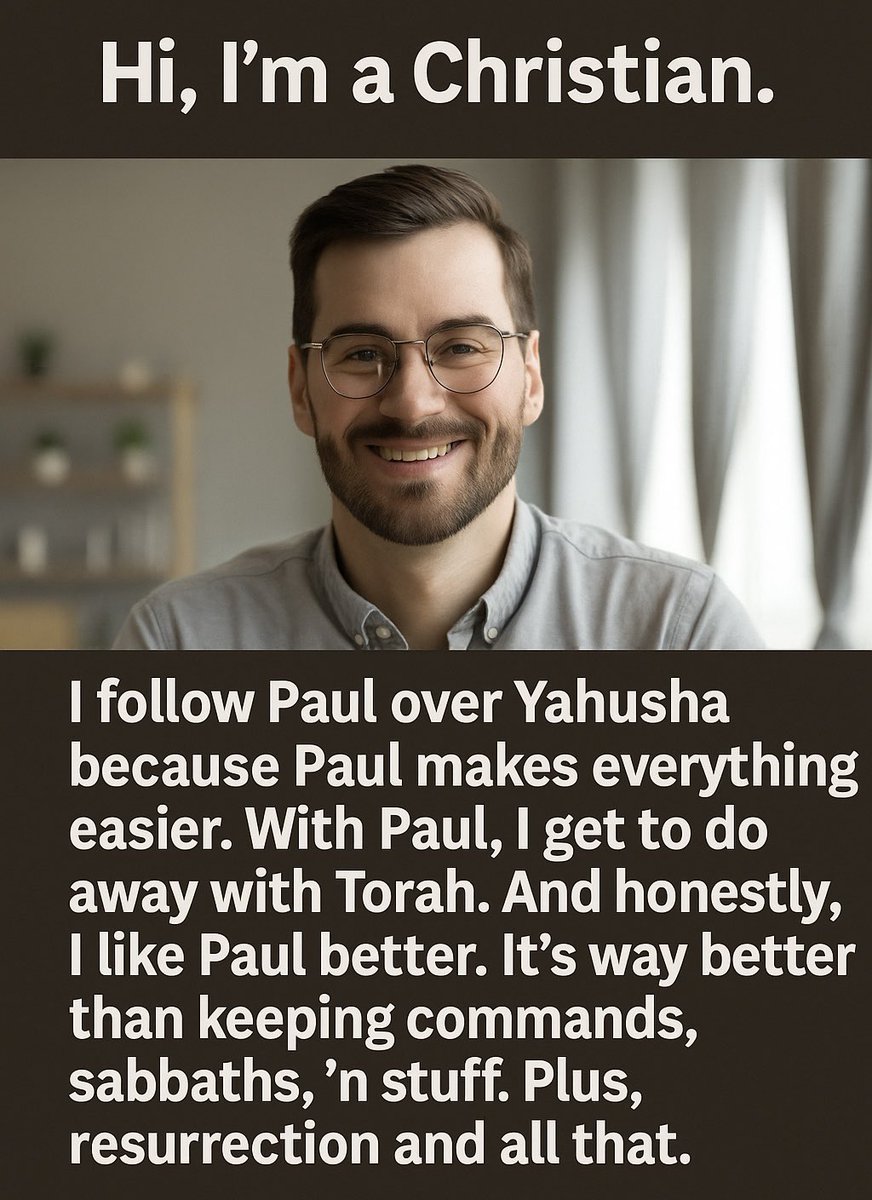Okiemaday's tweet image. You dumped the Messiah who died for you… for a man who showed up after the resurrection and taught shortcuts?
Yahusha said obey.
Paul said you’re not under the Law.
And you chose him?
You don’t love Yahusha — you love loopholes. (Matt. 7:21–23, Rom. 6:14)