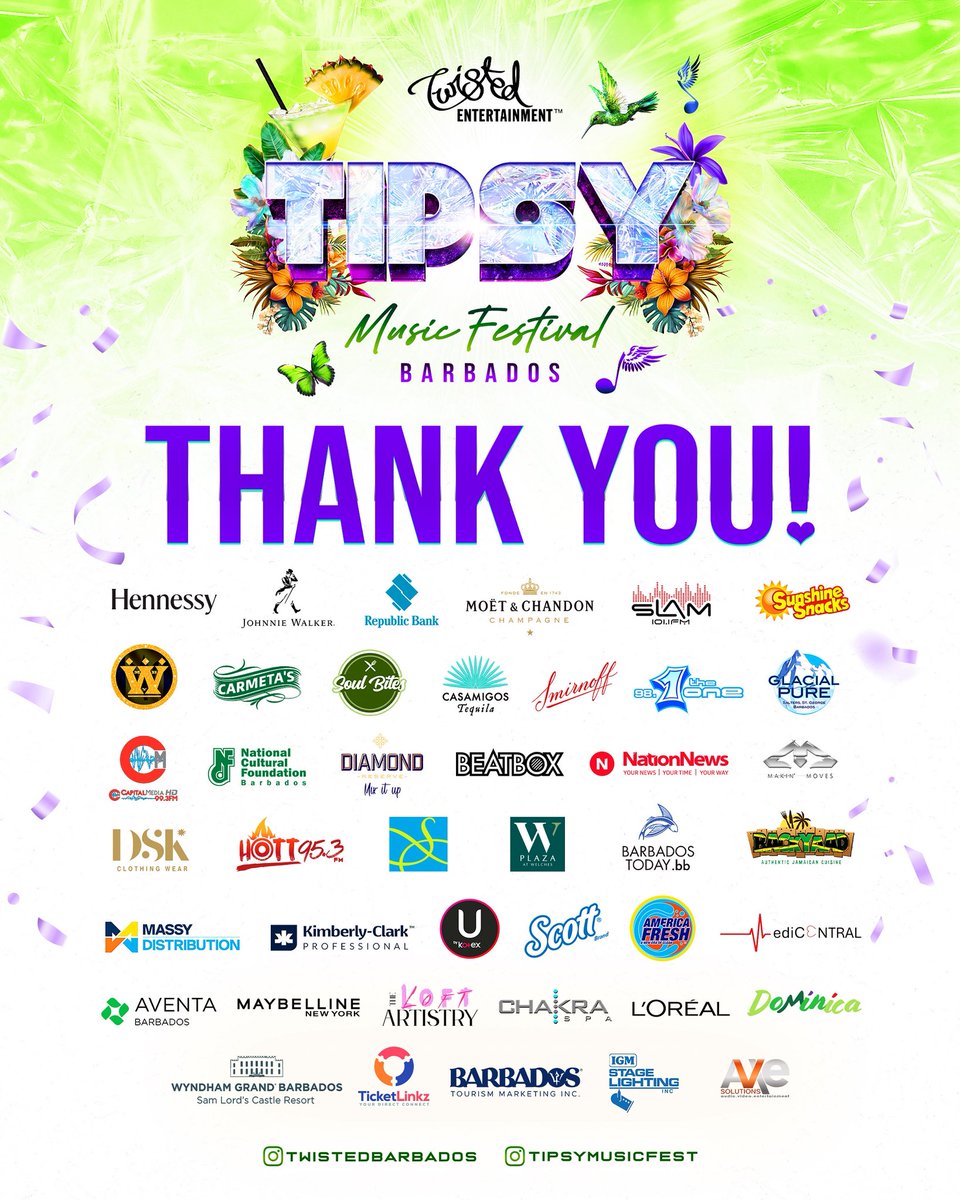 twistedbarbados's tweet image. Thank You for Making TMF 2025 One for the Books! โจ๐ถ
To every single person who showed up, danced, sang their heart out, brought the energy - thank you.
To our full cast of artistes, DJs, sponsors, vendors, media, influencers, service providers, hardworking crew - thank u ๐๐ผ๐ค