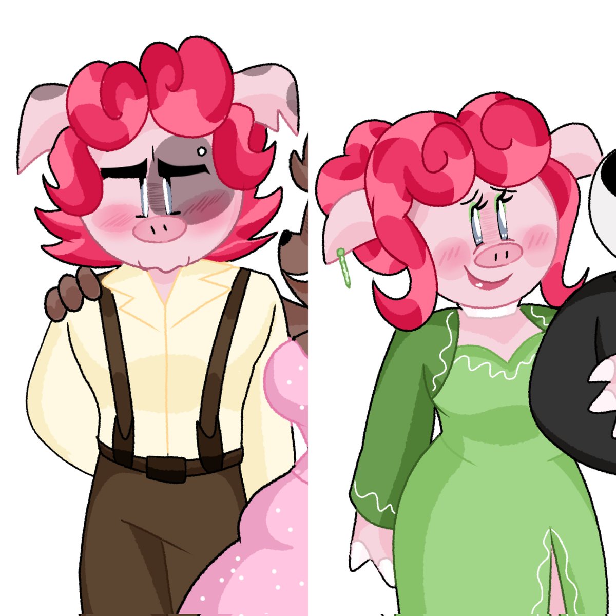 Quería enseñar mis dos Ocs en traje de gala?, 
Yuki Ta modo tímido porque no puede tener a ninguna chica cerca, y Yuki Bu a lado de su Crush, creo que es obvio quien es, lamentablemente no es correspondido 😓
 #dogmanoc