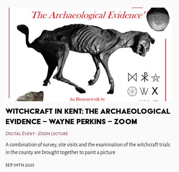 TheLastTuesdayS's tweet photo. Tonight's Lecture - Witchcraft In Kent: The Archaeological Evidence - Wayne Perkins - Zoom
#WitchcraftInKent #ArchaeologicalEvidence #WaynePerkins @TheLastTuesdayS
https://t.co/xw8IlZj3v1 https://t.co/6sFCYLJRgo