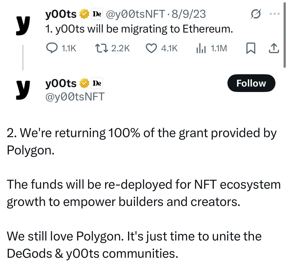 TheCryptoCentel's tweet image. BREAKING NEWS: Insiders are reporting Frank DeGods never returned $3M grant to Polygon.