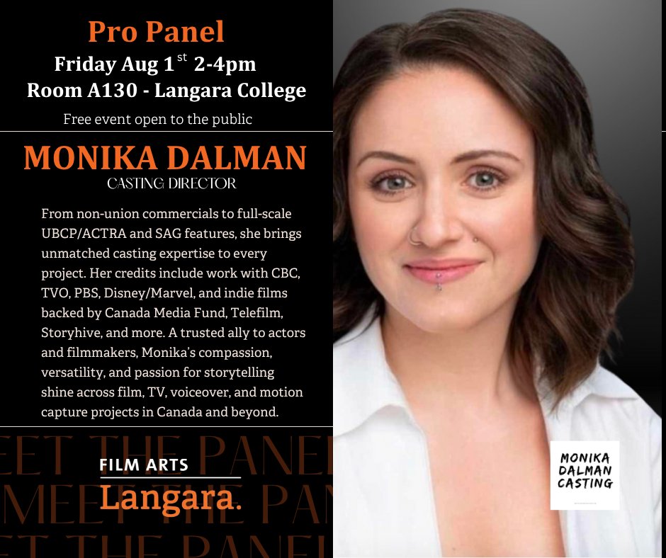 Come join us for our Pro Panel 2025 happening on Aug 1st from 2-4pm at Langara College in room A130. This is a free public event for anyone interested in the film industry and our program! #film #LangaraFilmArts <a href="/langaracollege/">Langara College</a>