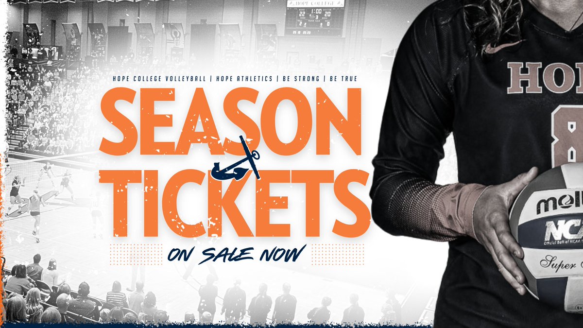 hopevolleyball's tweet photo. Visit https://t.co/B0oIDauv4L to order 2025 season tickets. $80 for 10 home dates. Our season opener is Aug. 29 at DeVos Fieldhouse. https://t.co/SRhmB0JpUq