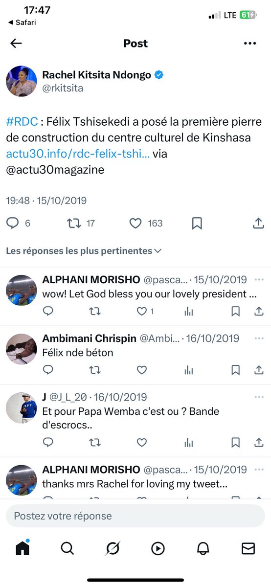 DrKabamba's tweet photo. @Newscd15 Projet 5 chantier, mais première pierre poser en 2019 par Tshisekedi ???? https://t.co/CrwZjEjGdS