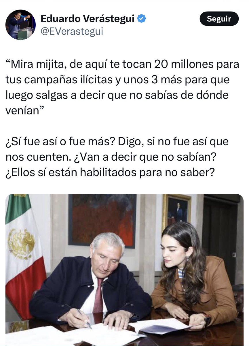 AlanGon14613962's tweet image. Pregunta
@AndreaChavezTre podría proceder contra @EVerastegui por este Twitt por difamación o algo parecido?
@DiputadosMorena @Mx_Diputados
@Claudiashein