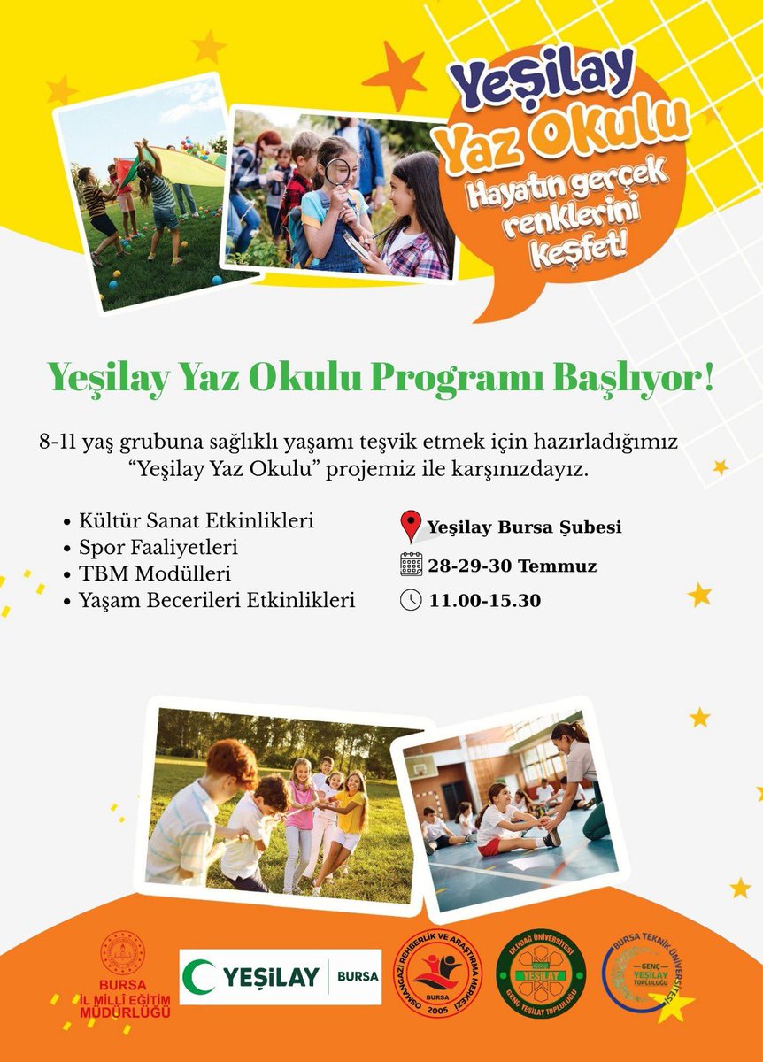 Yesilay yaz okulu programı başlıyor yerinizi ayırtın