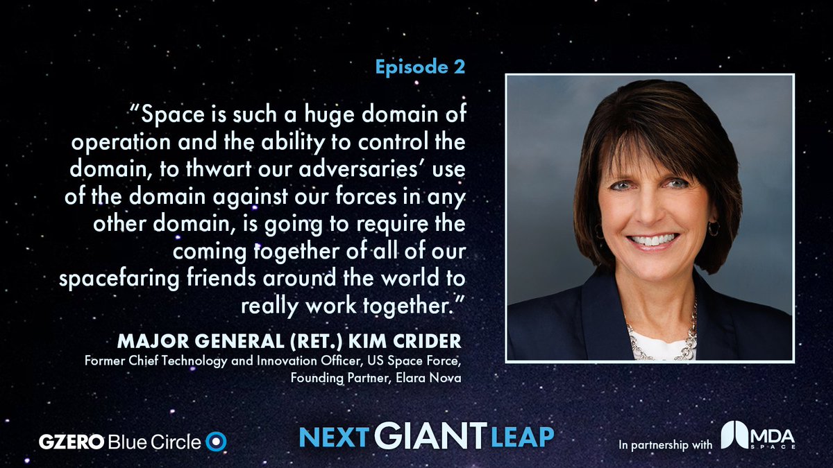 gzeromedia's tweet image. No single nation can secure space alone. Superiority demands international collaboration.
Major General (Ret.) Kim Crider explains what's at stake on Next Giant Leap, from GZERO and @MDA_space.
Listen:
gzeromedia.com/podcast/next-g…