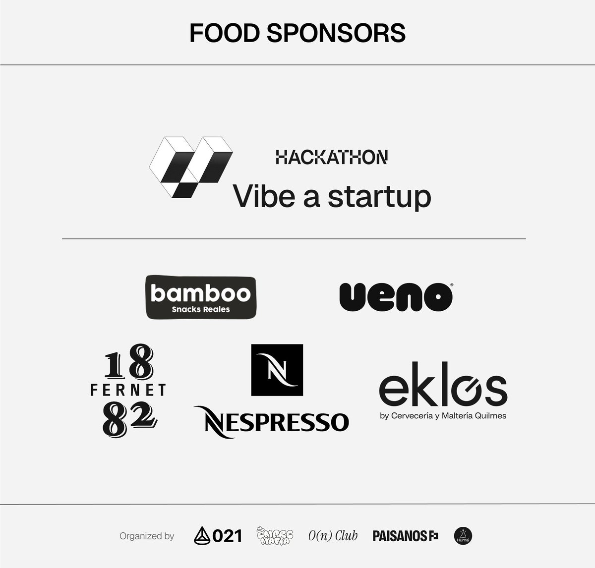 vibeastartup's tweet image. FOOD AND DRINKS
Yes... sponsors are in keeping spirits (and snacks) high
And that one? Oh yeah, that’s for the after-hackathon celebration