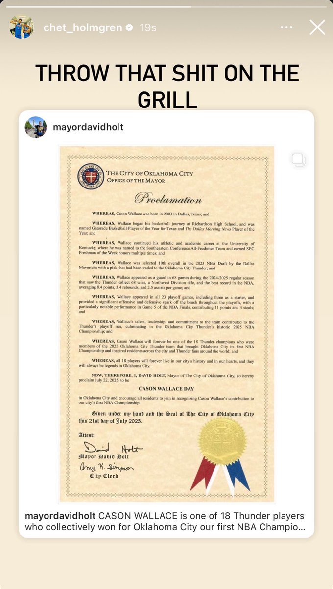CAlmanza1007's tweet image. How Chet Holmgren wants you to celebrate Cason Wallace Day: