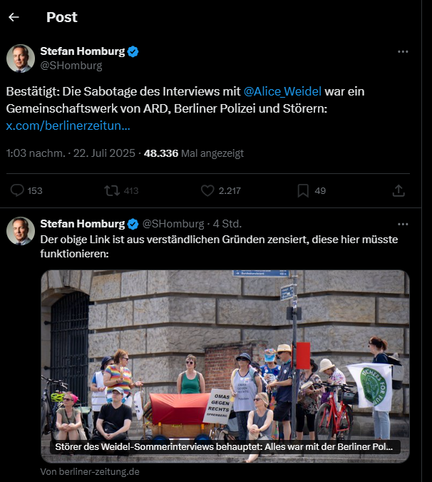 ClausTahler's tweet image. Der Link wurde nicht zensiert, sondern der Post hat eine andere ID. @berlinerzeitung hat ihn mit hoher Wahrscheinlichkeit gelöscht und neu verfasst. #Homburg mal wieder wahrheitswidrig unterwegs.