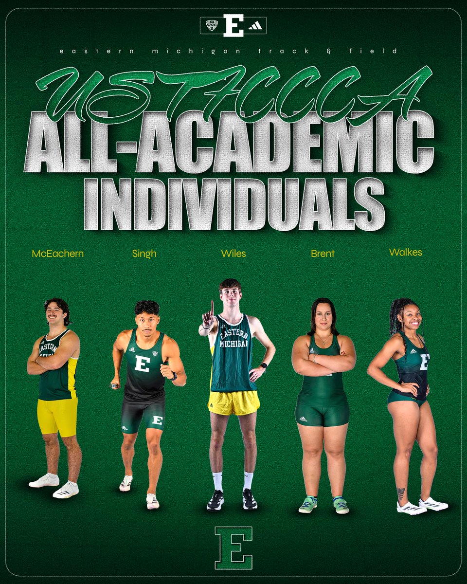 Athletic AND smart💪📚

Track &amp; Field Programs Earn USTFCCCA All-Academic Distinction

The women’s team posted a 3.423 cumulative GPA, the men totaled a 3.176, five Eagles earned the honor individually

📰tinyurl.com/ycxwcxdj

#EMUEagles | #ChampionsBuiltHere🥇