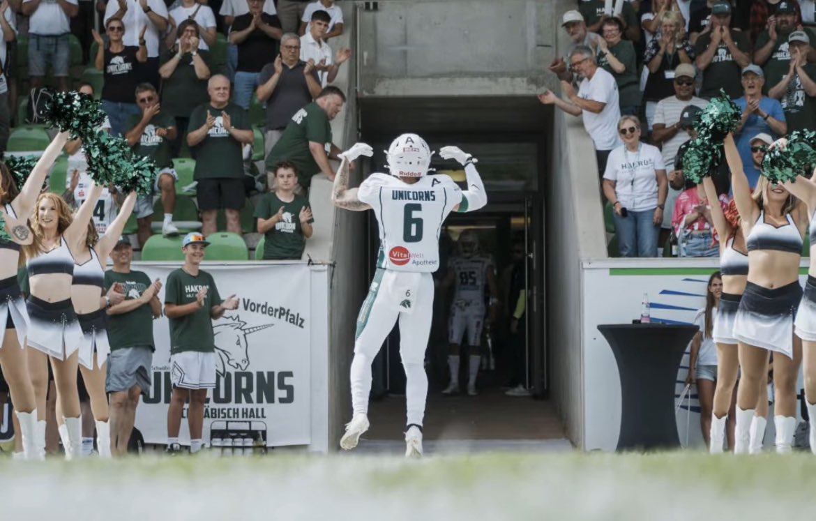 .<a href="/_AustinBrock6/">AB</a> of the Schwäbisch Hall Unicorns currently has 38 receptions for 594 yards and 7 TD’s (according to <a href="/GFLinfo/">German Football League</a> stats).

Keep up the hard work. <a href="/D3FBHuddle/">In The (D3FB) Huddle</a> <a href="/D1_Rejects/">Division 1 Rejects</a> <a href="/MWSeventySeven/">Michael Washington</a>