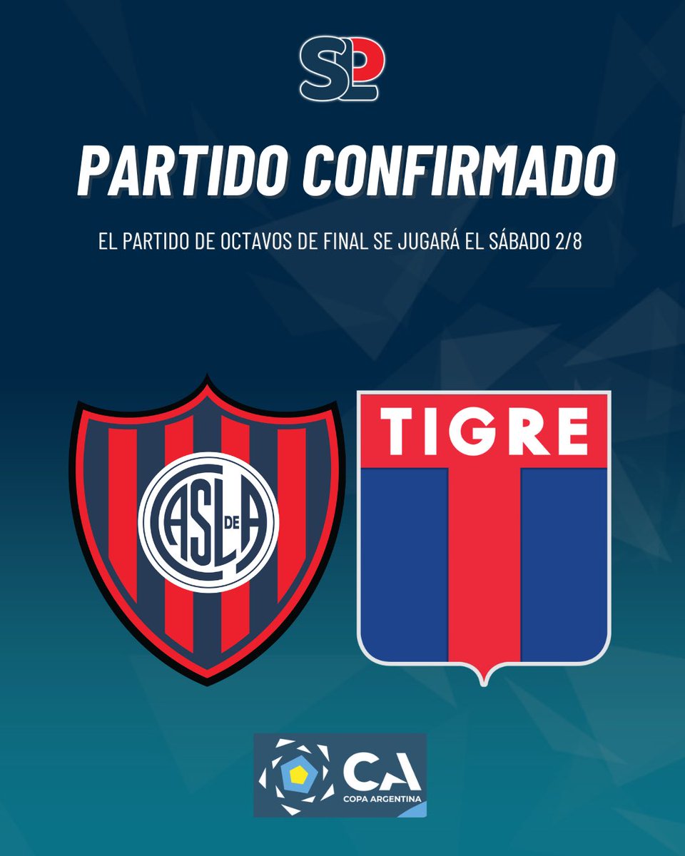 SanLorePrimero's tweet image. PARTIDO CONFIRMADO 🏆
#SanLorenzo enfrentará a #Tigre por los octavos de final de #CopaArgentina el sábado 2/8 con horario y sede a confirmar.