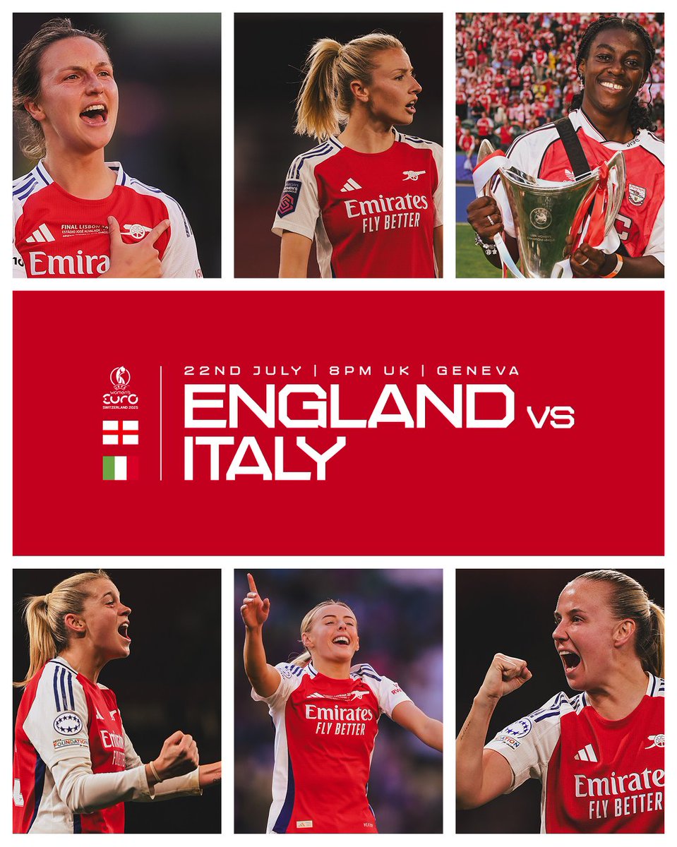 ArsenalWFC's tweet image. Battling for a place in the @WEURO2025 final 💪
Good luck to all of our Gunners in action for the @Lionesses this evening ❤️