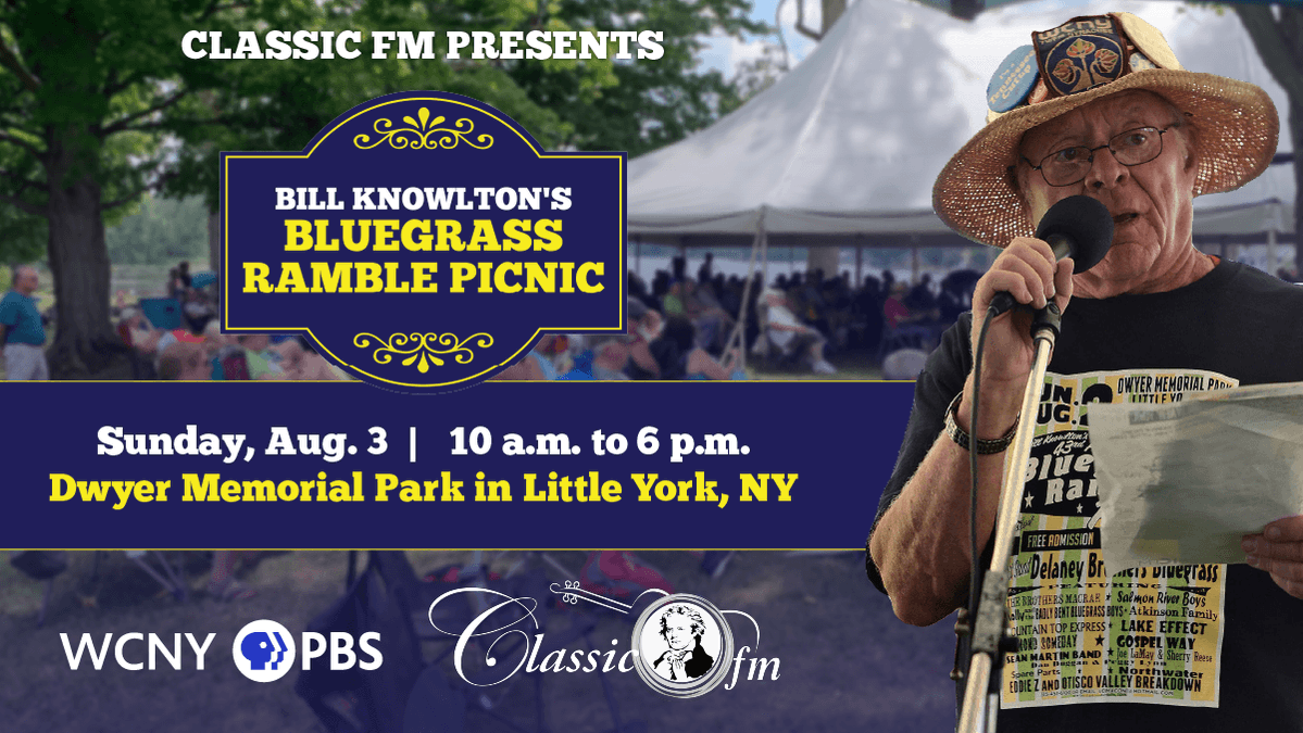 WCNYPBS's tweet image. Get ready for a day of live music, picnicking, and fun when Bill Knowlton’s Bluegrass Ramble Picnic returns for its 52nd year! On Aug. 3, Dwyer Memorial Park will transform into a bluegrass paradise with stunning lakeside views.
Learn more at bit.ly/3OecH9T.
