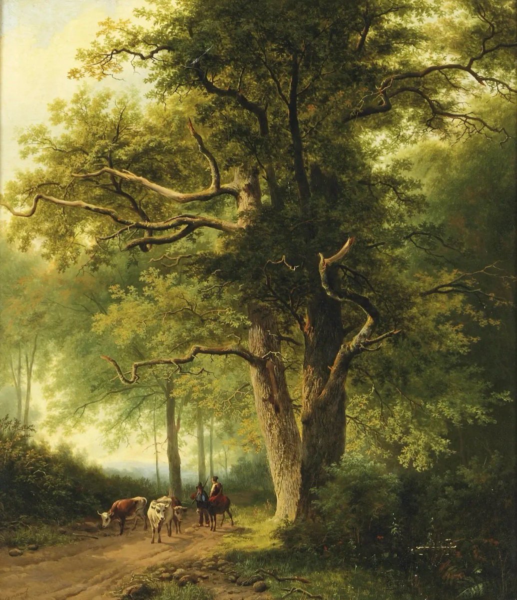 ArtMyWorld2's tweet image. 🎨Willem Bodemann (Holanda, 1806-1880)
“Sendero con ganado”