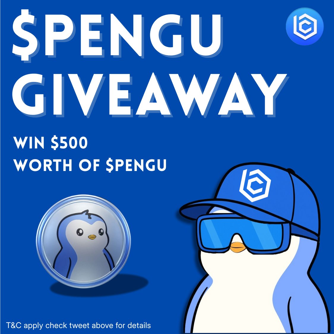 Let's celebrate our new PFP and the $PENGU Supercycle with a giveaway!

We're giving away $500 worth of $PENGU to 2 lucky winners.

To enter:

🔹Follow @bitcapital_ch
🔹Retweet
🔹Comment your favorite Pudgy Penguins GIF below

Giveaway closes in 48 hours. 

Must follow this