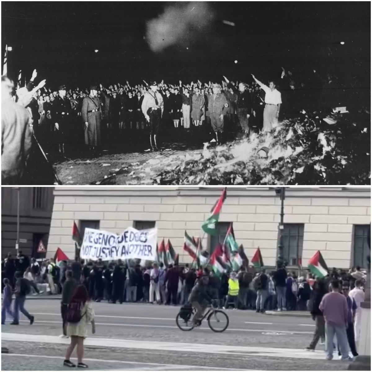 YosephHaddad's tweet image. In Bebelplatz square in Berlin books by Jewish authors were burned in 1933 under the leadership of Nazi propaganda minister Joseph Goebbels.
That event symbolized what would happen a few years later when the Nazi regime moved on to burning Jews.
In that same location, now at…