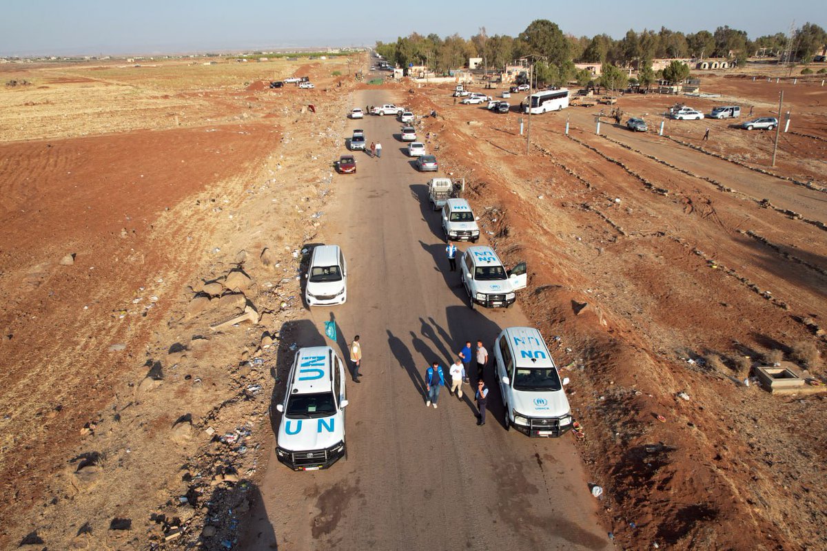 QUSAY_NOOR_'s tweet image. A #UnitedNations delegation and buses designated for evacuating the families being held are preparing to enter #Suwayda, in preparation for their transfer to #Daraa