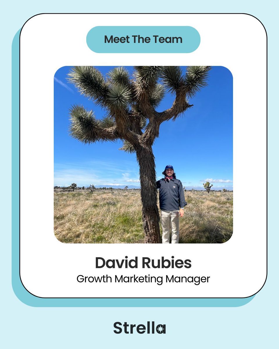 strella_io's tweet photo. We’re excited to welcome David to Strella as our first Marketing hire, focused on growth. He brings experience from the startup world and a builder’s mentality to the team. 
Outside of work, David enjoys road trips, architecture, and scribbling notes in legal pads. He’s also a Philly sports fan, a collector of hats, and a self-proclaimed amateur dendrologist. Welcome to the team, David - we’re excited to have you on this ride! 🚀