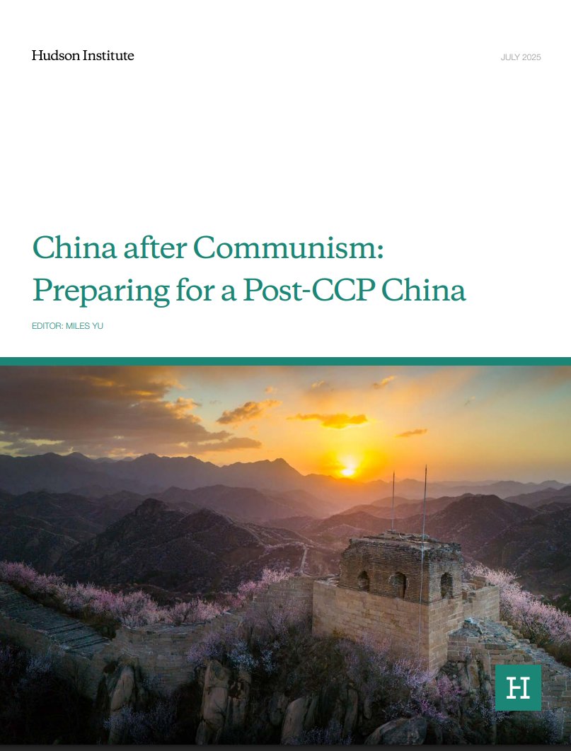 RnaudBertrand's tweet image. This might be one of the most insane reports ever produced by a U.S. Think Tank, and that’s saying something.
The Hudson Institute just published a 128-page blueprint titled “China after Communism: Preparing for a Post-CCP China,” edited by Miles Yu (director of the Institute’s…
