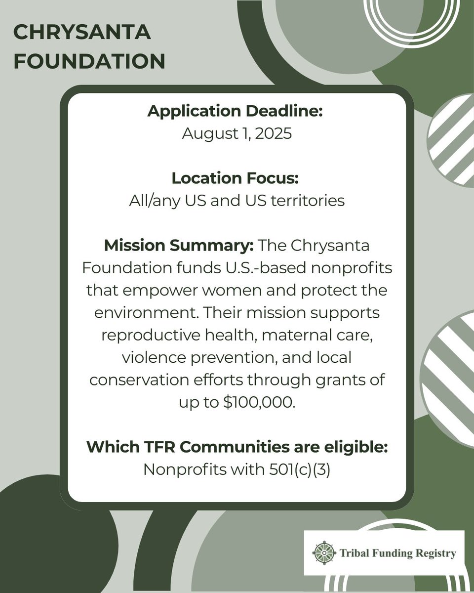 TribalFunding's tweet photo. 🌟 TFR Grant Spotlight – This Week’s Opportunities

📍 Get the links in our Grant Spotlights Highlight on our instagram page: https://t.co/8iWLd2I8EM

🖊️ Get updates in your inbox—sign up for our newsletter: https://t.co/XGYWgGLOQw

#tribalfundingregistry #hozhonigoinstitute https://t.co/GCWGNl7upm