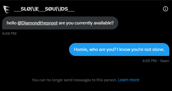 Diamondtheproot's tweet image. Slone is gone :(