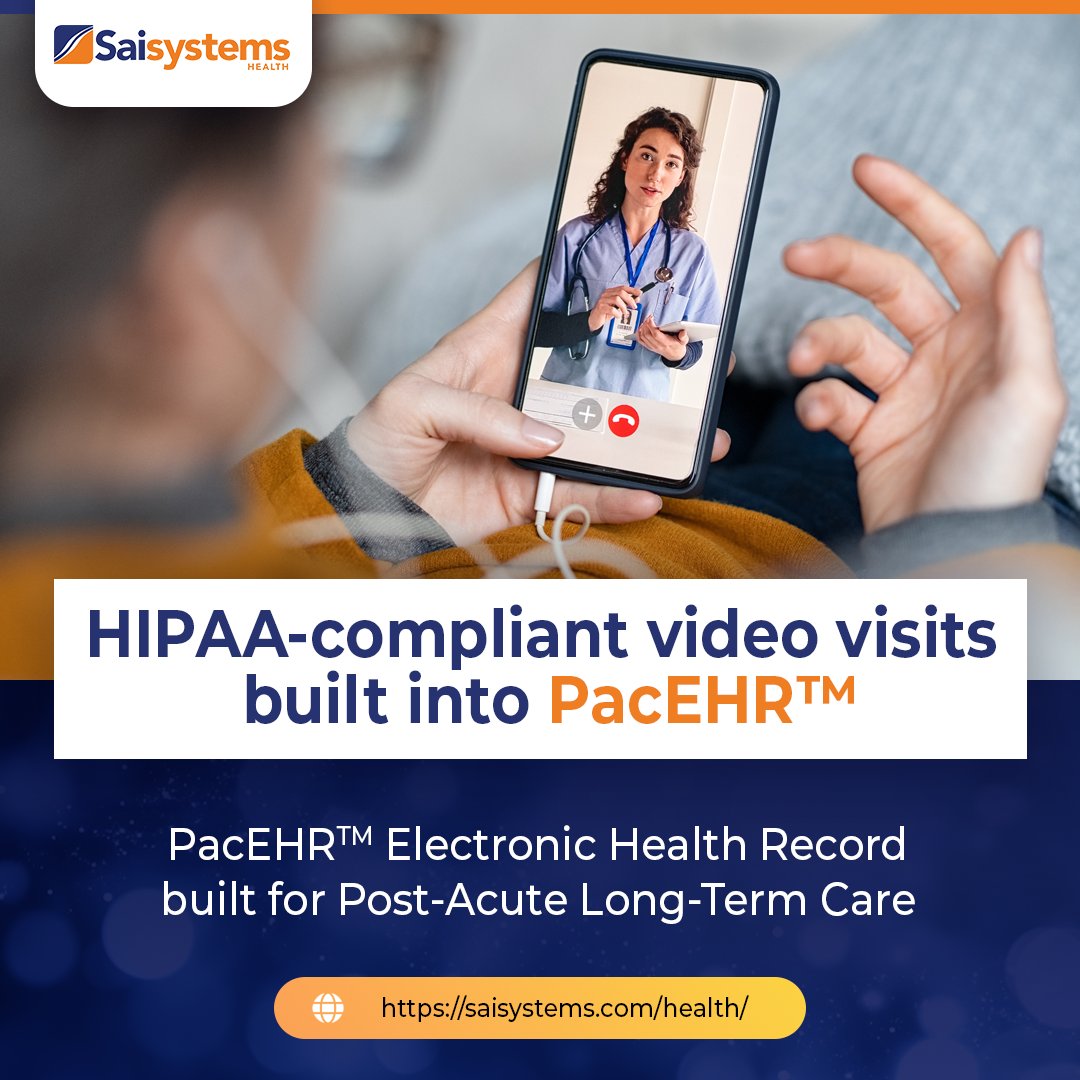 Telehealth, now built into your EHR.
PacEHR™ enables HIPAA-compliant video visits : Connect, document, and deliver care—all from one EHR designed for Post-Acute Long-Term Care.

hubs.li/Q03ygHSh0
 
#PacEHR #Telehealth #PALTC <a href="/SaisysHealth/">Saisystems Health</a>