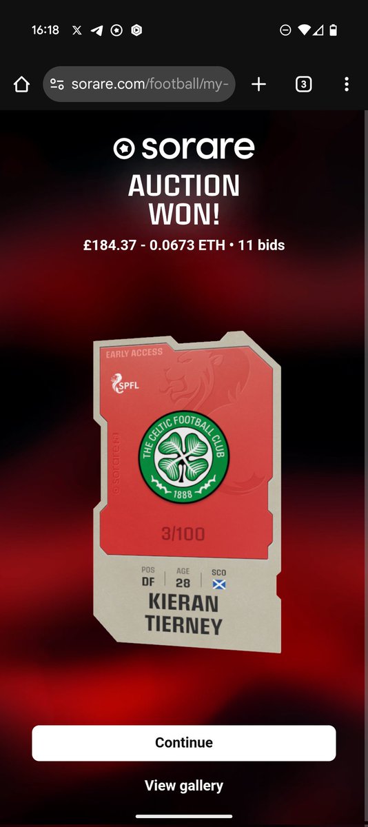 Not been this happy and excited to win a rare auction in a LONG while 

Tierney × Celtic is more than a card 🙌