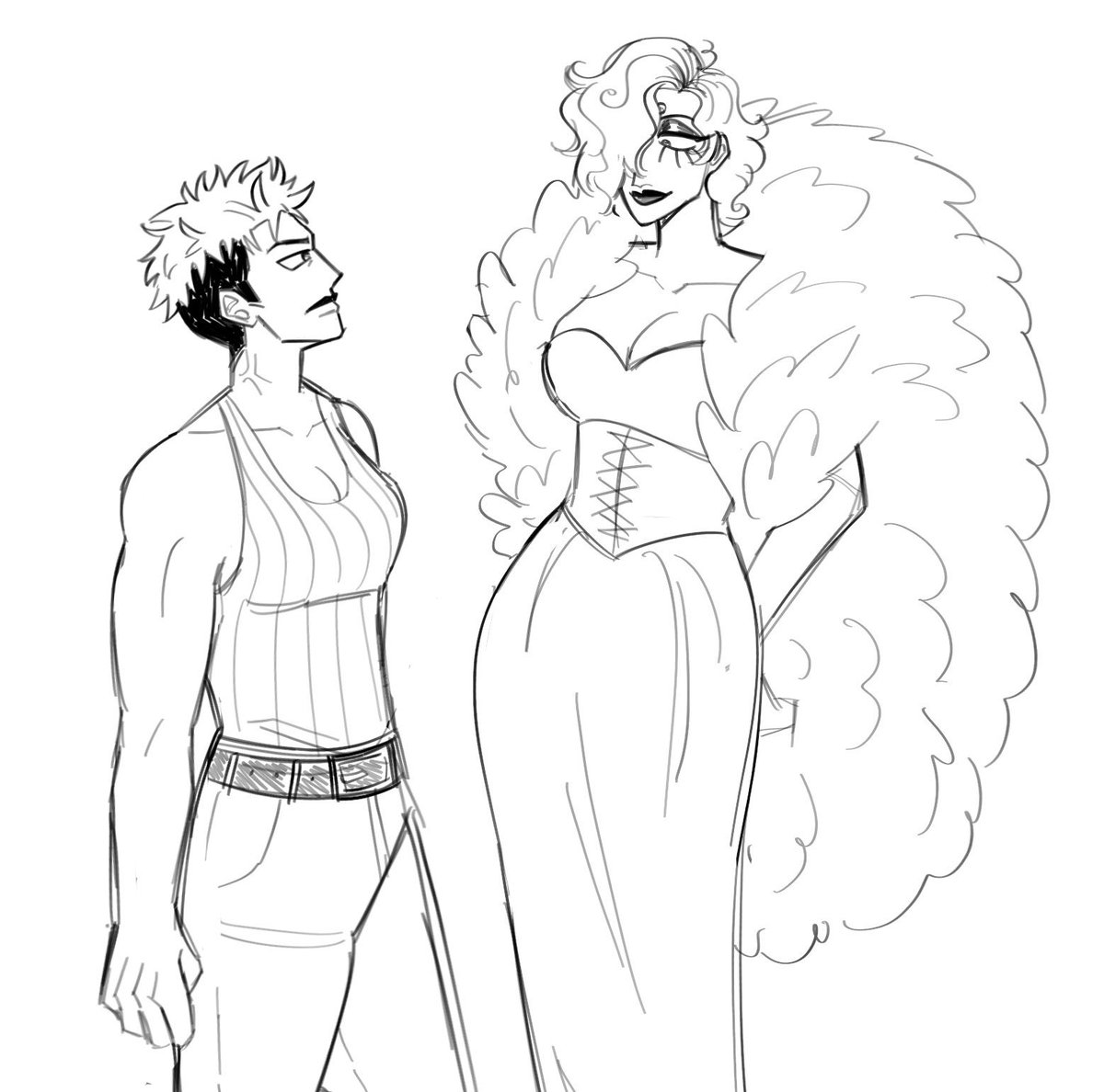 Beanzbeanz000's tweet image. Drew my oomfs fem #zosan designs cuz they’re actually incredible like I’m in love with them #roronoazoro #sanji