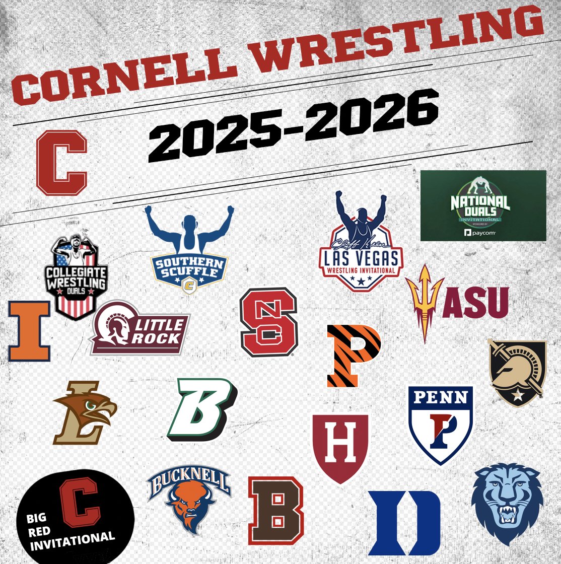 BigRedWrestling's tweet image. Full 2025-26 schedule release soon ...
#familynotfactory
#yellcornell #gobigred