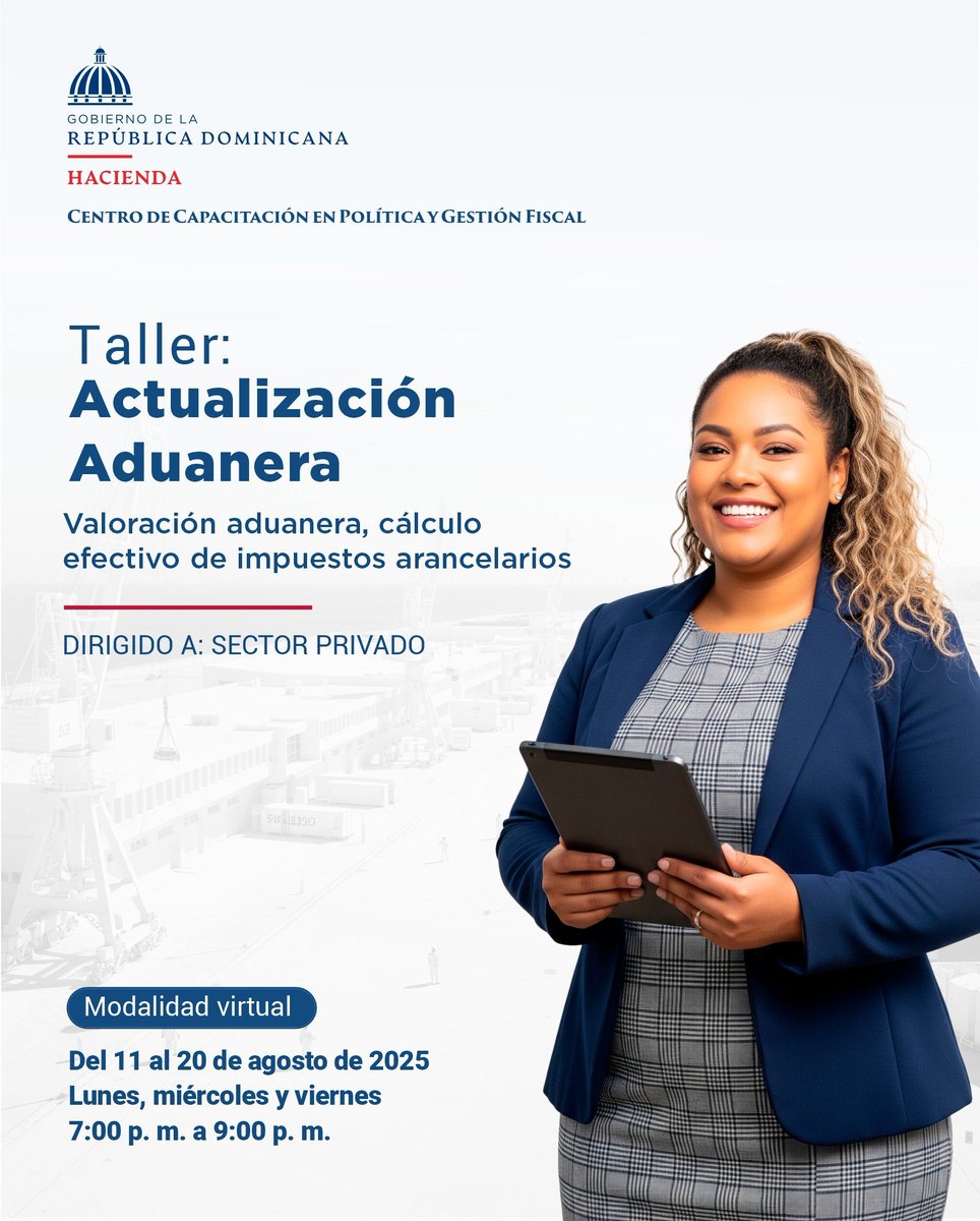 🚨 Taller virtual | Actualización Aduanera para el Sector Privado
💡 Valoración aduanera
💡 Cálculo efectivo de impuestos arancelarios
💡 Buenas prácticas de gestión

👨‍💻 Modalidad virtual

👉 Inscripciones abiertas | ¡Cupos limitados!