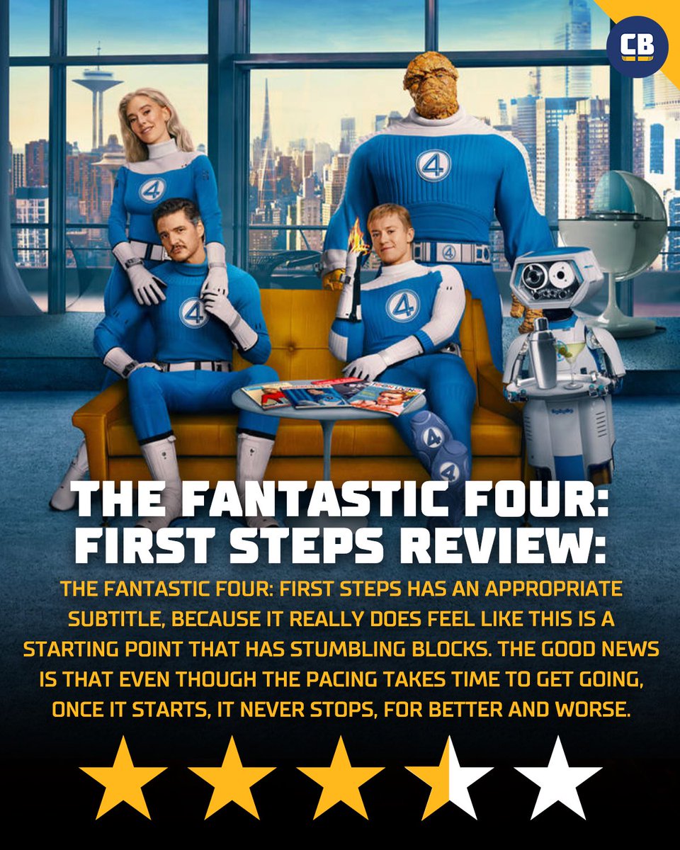 ComicBook's tweet image. One great thing that can be said about #TheFantasticFour is that it fully embraces the fact that every member of the team is smart and capable, not just Reed Richards.
Read our full review ⬇️
comicbook.com/movies/news/th…