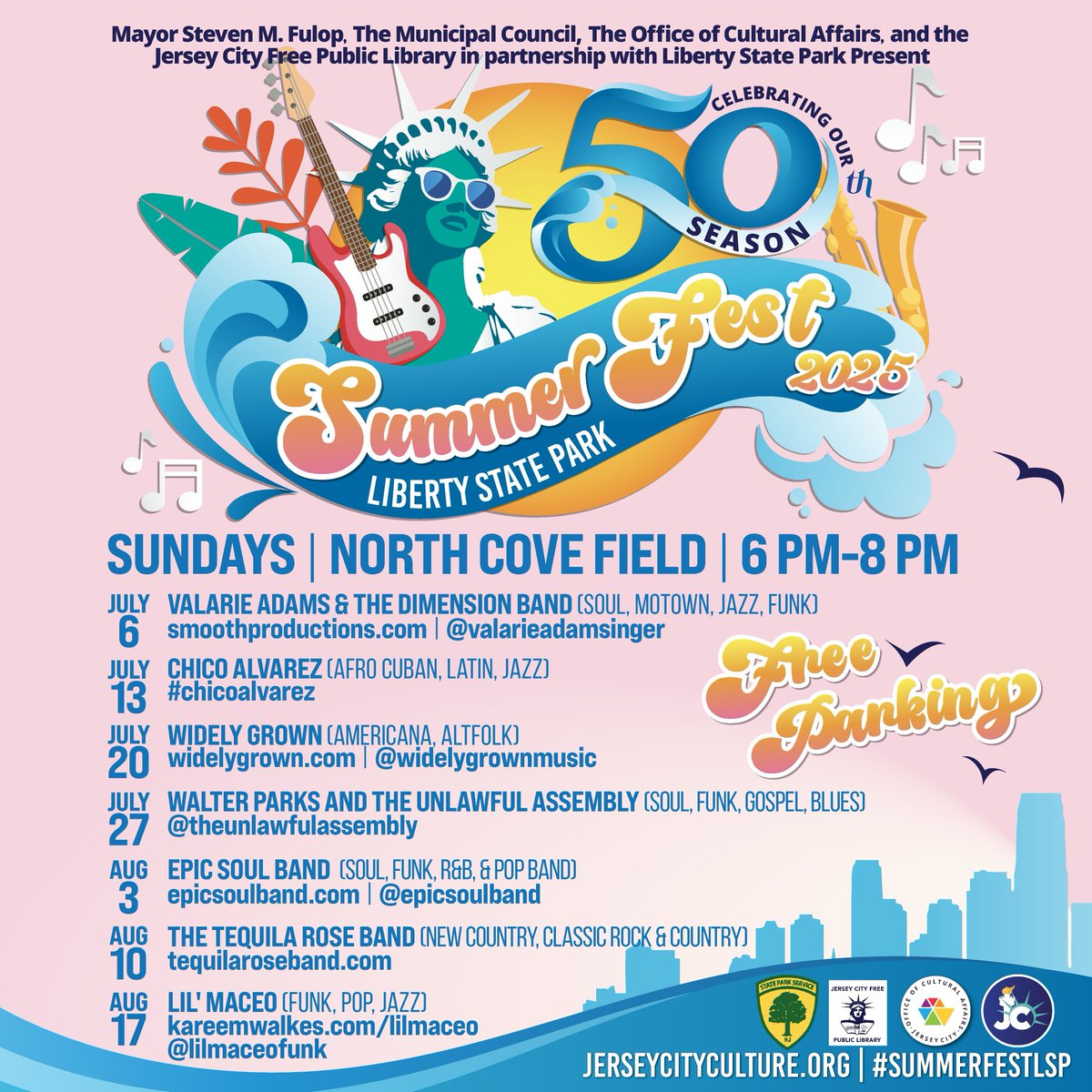 JerseyCity's tweet image. Need plans this summer? Jersey City got you covered! Make sure to check out Summer Fest Shows at Liberty State Park. Tuesdays and Sundays! 🎸