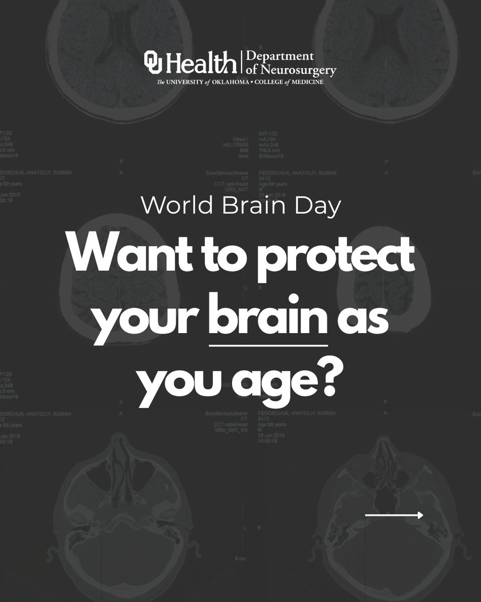 OU_Neurosurgery's tweet image. It’s World Brain Day and your daily habits matter.
Your brain is working 24/7 to help you move, think, remember, and feel.
So how do you take care of it?
Start small with habits proven to support long-term brain health.
👉 Swipe through to learn how and why.
#WorldBrainDay