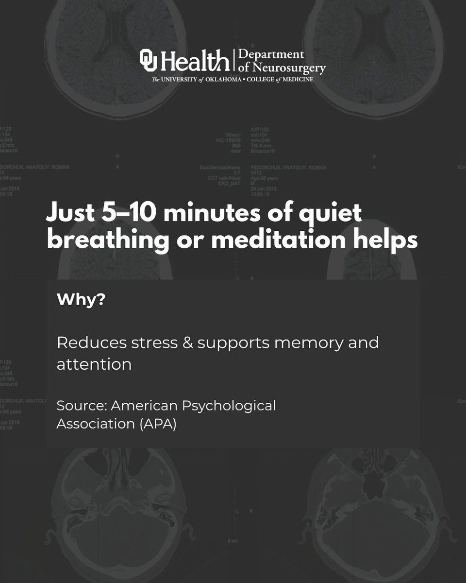 OU_Neurosurgery's tweet image. It’s World Brain Day and your daily habits matter.
Your brain is working 24/7 to help you move, think, remember, and feel.
So how do you take care of it?
Start small with habits proven to support long-term brain health.
👉 Swipe through to learn how and why.
#WorldBrainDay