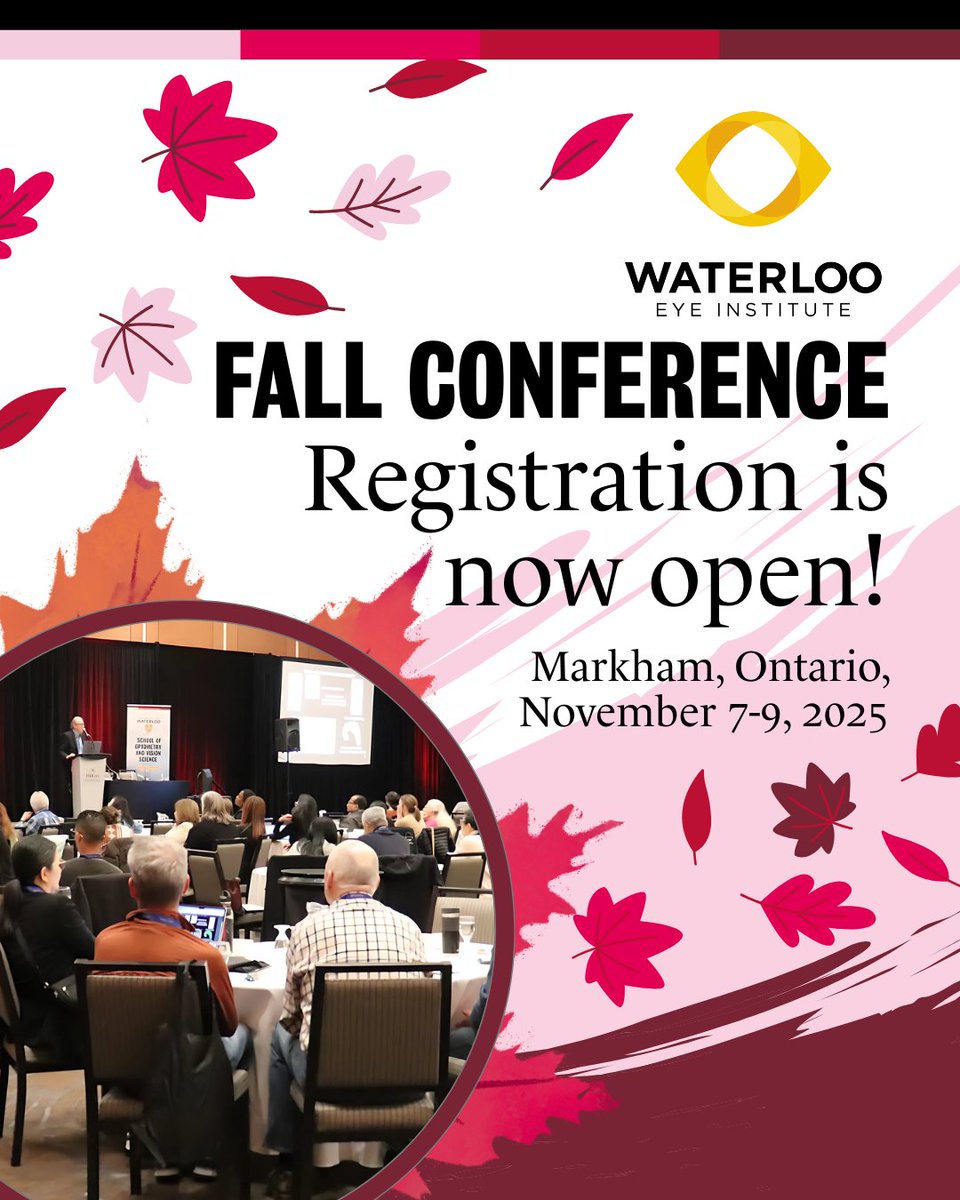 UwOptometry's tweet image. Join us Nov 7–9, 2025 in Markham for 20 COPE CE hours (pending), a packed 3-day agenda, and exclusive trade show access. Plus, a one-day staff program offers 6 CE hours. Don’t miss out—register now: bit.ly/register-wei-c…