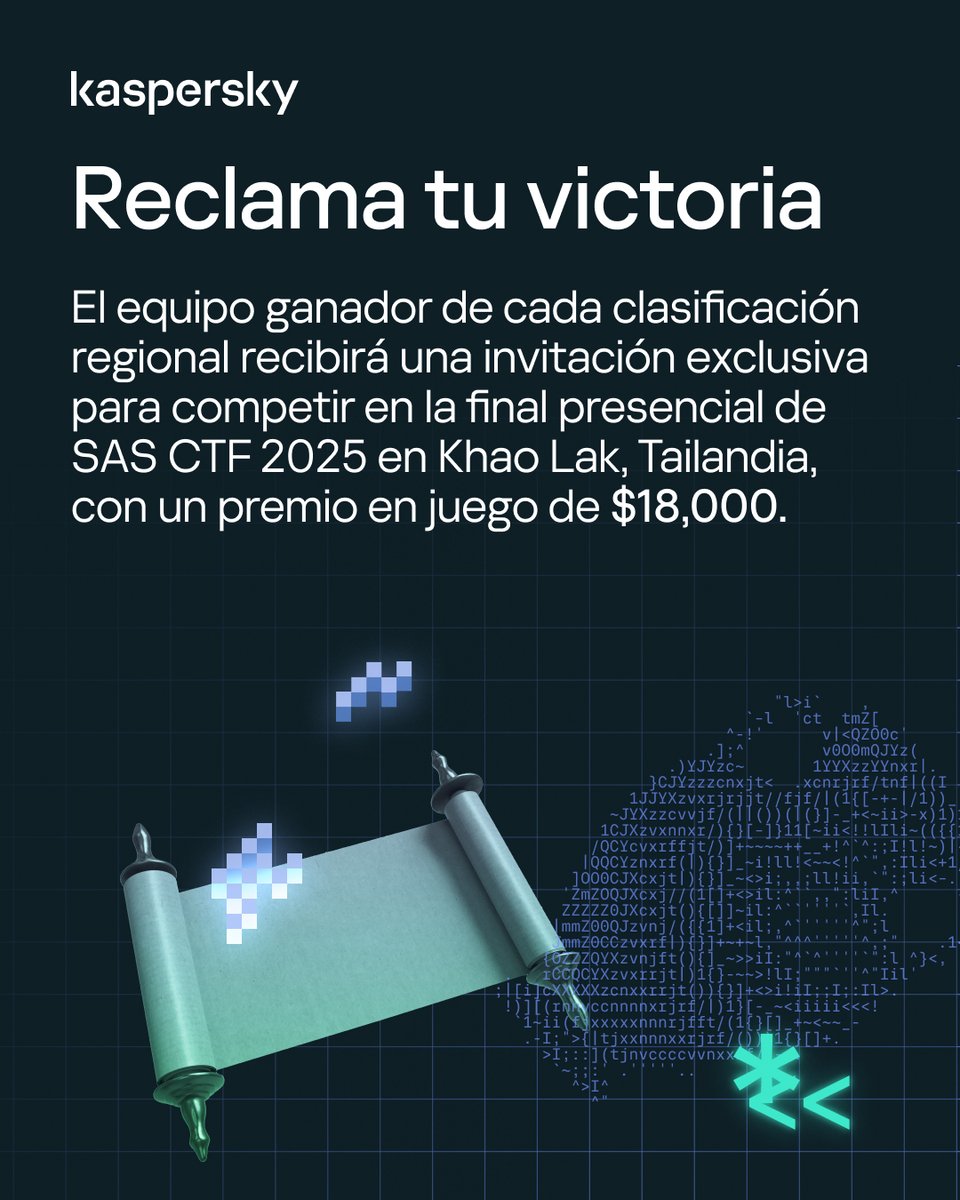 KasperskyES's tweet image. ¡Ya está aquí el Kaspersky CTF (Capture the Flag) 2025! 🚩
Invitamos a equipos corporativos y académicos a unirse a nosotros en un desafío de ciberseguridad online de 24 horas el 30 de agosto. 🏟️
¡Registra tu equipo ahora y prepárate para competir! 🥊🧑💻
👀👉…