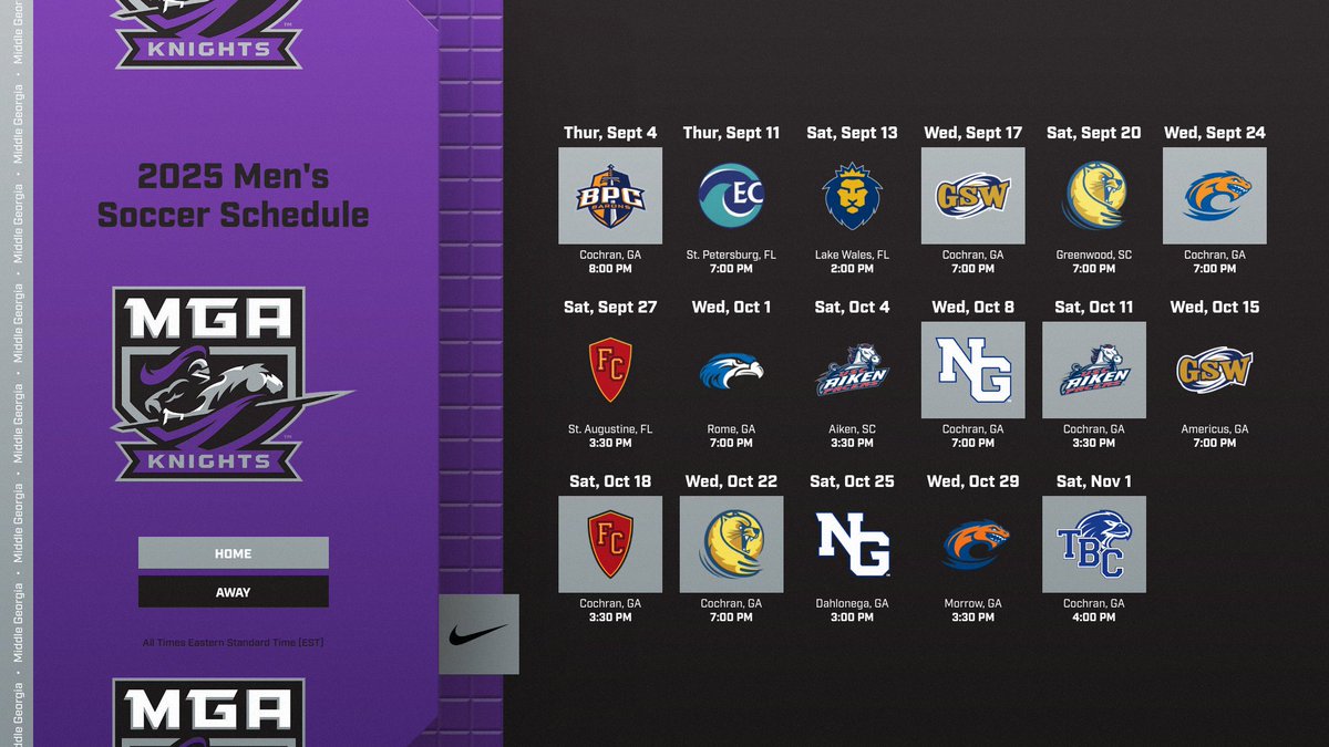 MGAKnights's tweet image. Knights Men’s Soccer Announces Fall Slate! #GoKnights #LightTheTorch
mgaknights.com/news/2025/7/22…