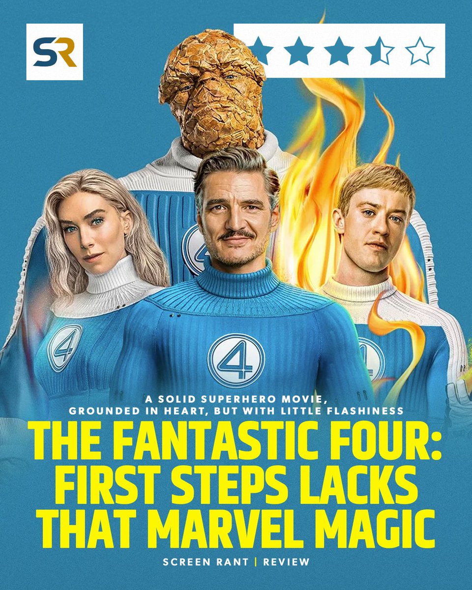 screenrant's tweet image. #TheFantasticFour: First Steps is Marvel getting back to basics - a solid superhero movie, grounded in heart, but with little flashiness. 💙
Even audiences who have fallen off the MCU are sure to have a good time! 🍿 Read our review: screenrant.com/the-fantastic-…