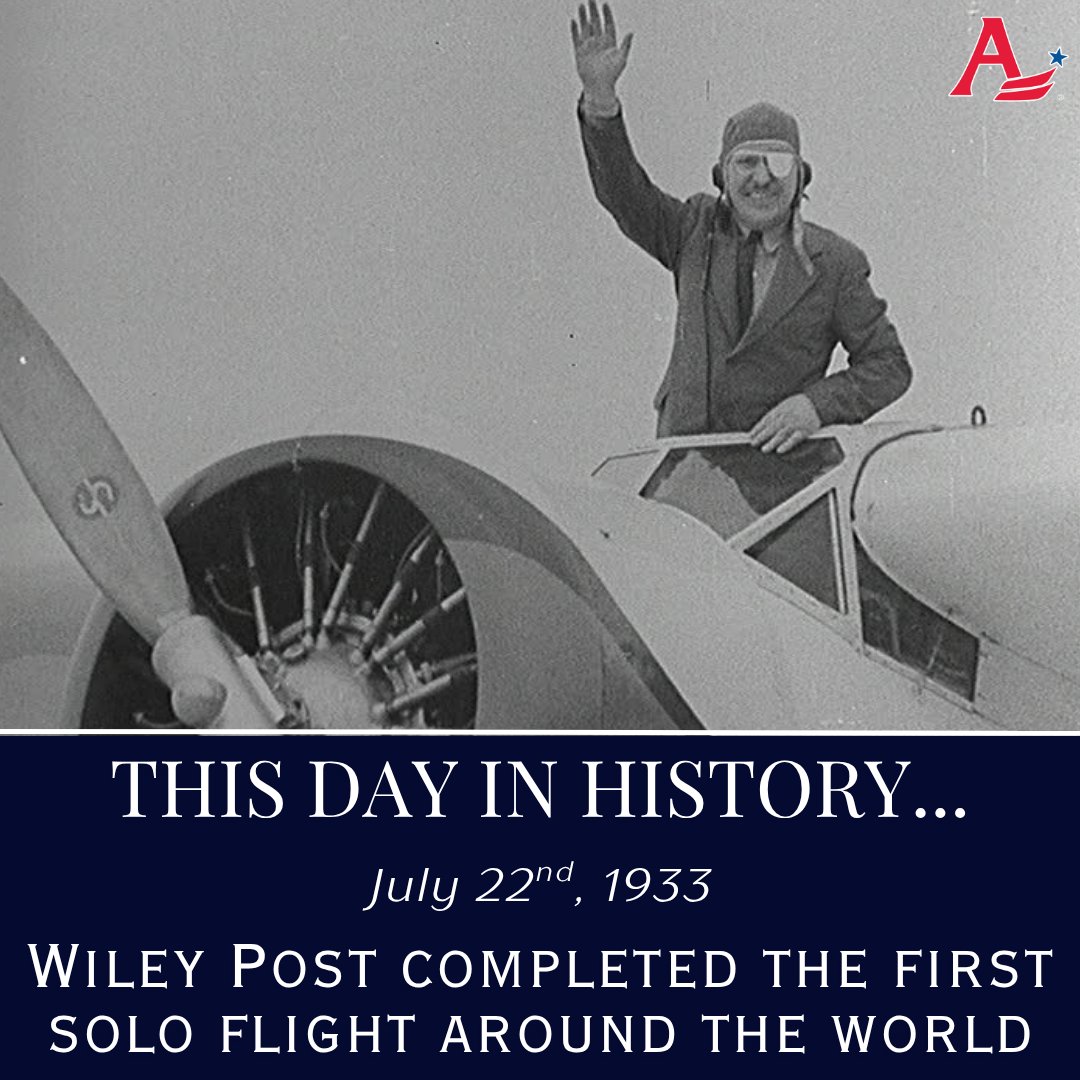 AMACforAmerica's tweet image. Wiley Post landed at Floyd Bennett Field in New York, completing the first solo flight around the world in a little over 7 days. He covered 15,596 miles (25,099 km) in 7 days, 18 hours, and 49 minutes! ✈️