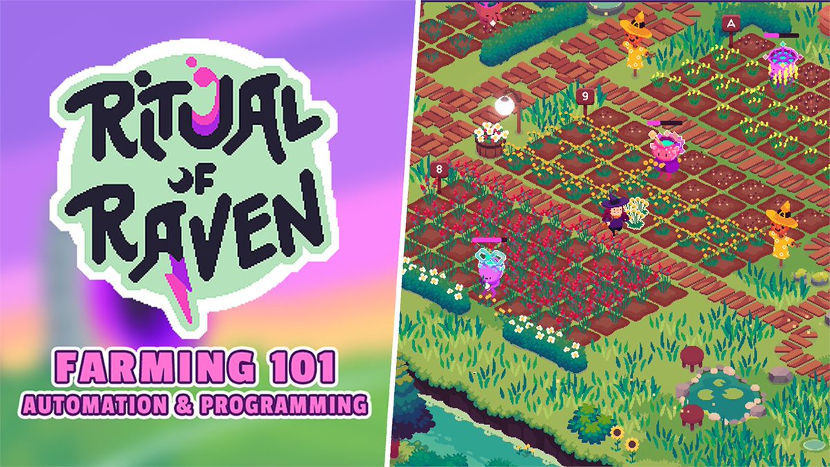Team17's tweet image. Want to learn all about farming in @RitualofRaven? 🌿 Our Farming 101 covers:
✨ Enchanting Constructs to farm for you
🔁 How to automate your herb garden
🌱 Expanding your magical farm
👉 youtu.be/vsreP7POTiI