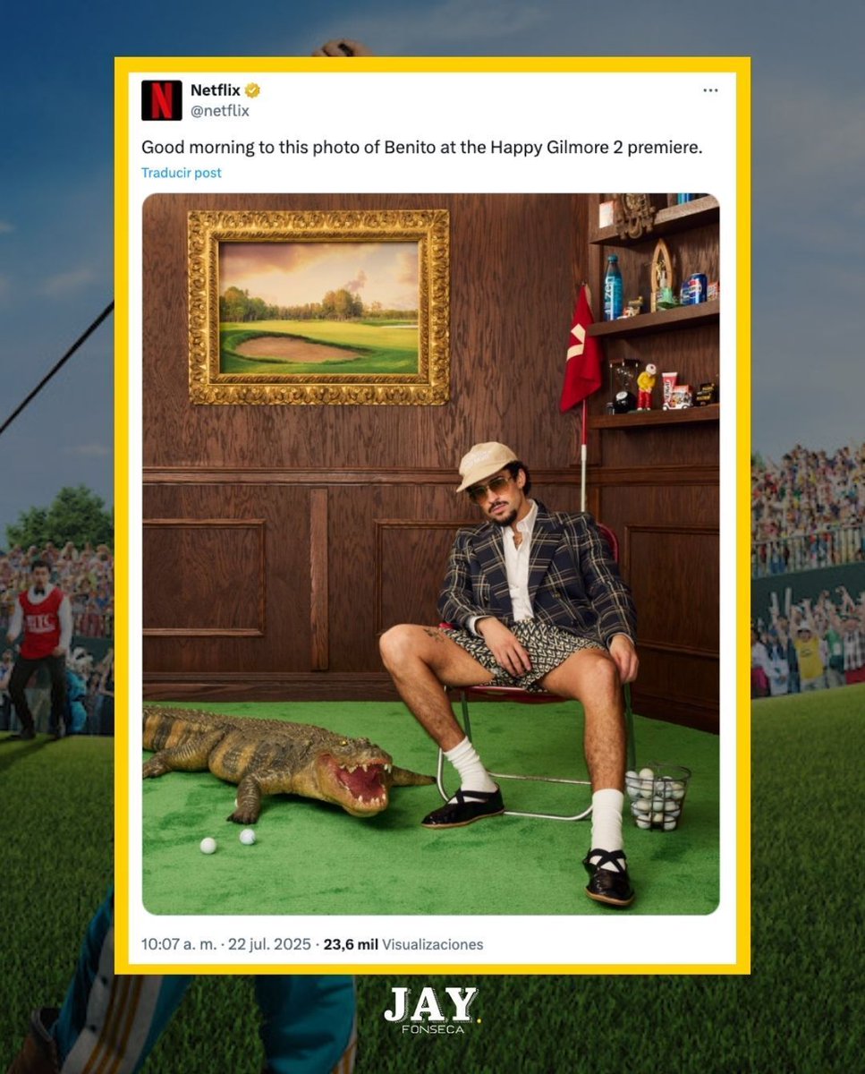 jayfonsecapr's tweet image. 🎤Bad Bunny se fue de la tarima del Choli a la alfombra verde de Netflix pa’ robarse el show en el estreno de “Happy Gilmore 2”.
🏌️♂️El conejo malo compartió alfombra con Adam Sandler, el protagonista original de la secuela, posando juntos frente a las cámaras y causando furor…