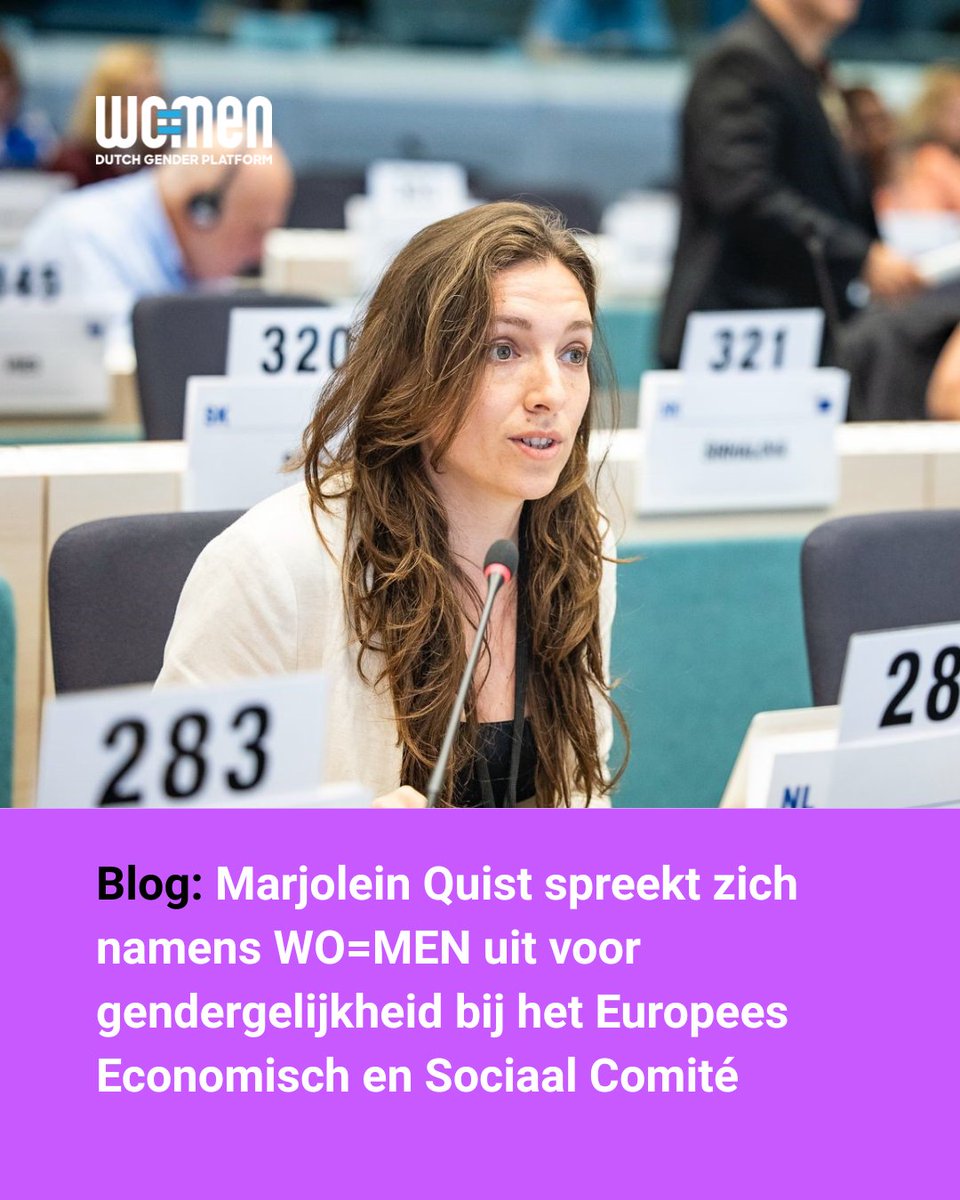 genderplatform's tweet image. Marjolein Quist zit namens WO=MEN in het EESC: het adviesorgaan van de EU. Daar strijdt ze voor gendergelijkheid in Europees beleid.👉 Lees haar blog: wo-men.nl/blogbericht/wo…